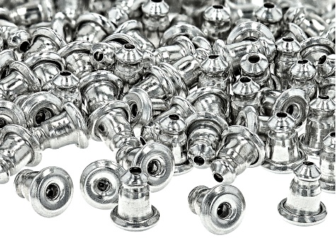 Bullet Earring Backs appx 5.5x4.5mm in Silver Tone 100 Pieces Total