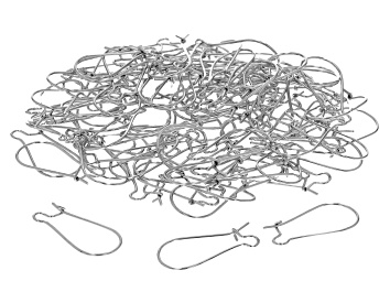 Picture of Ear Wire Kidney Shape with Open Loop in Silver Tone appx 25x10x0.7mm 100 Pieces Total