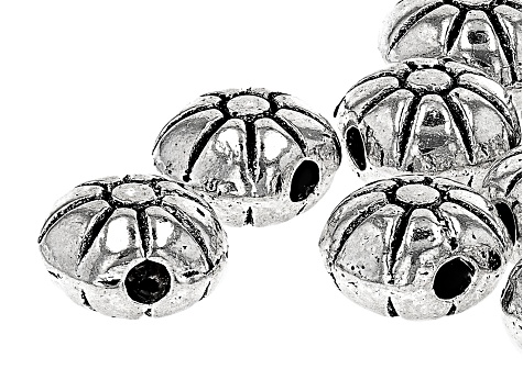 Antiqued Silver Tone Flower Shape Spacer Bead appx 7x1.2mm appx 20 Beads Total