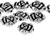 Antiqued Silver Tone Flower Shape Spacer Bead appx 10x4x1.5mm appx 10 Beads Total
