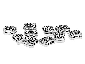 Antiqued Silver Tone 2 Hole Connectors appx 8.3x7.4mm appx 10 Pieces Total