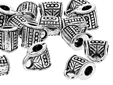 Antiqued Silver Tone Bail Bead appx 9x7mm with Large Hole appx 20 Pieces Total