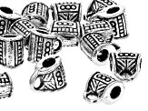 Antiqued Silver Tone Bail Bead appx 9x7mm with Large Hole appx 20 Pieces Total