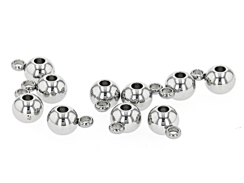 Stainless Steel appx 6mm Round Large Hole Bead Bail appx 10 Pieces Total