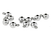 Stainless Steel appx 6mm Round Large Hole Bead Bail appx 10 Pieces Total