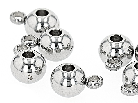 Stainless Steel appx 6mm Round Large Hole Bead Bail appx 10 Pieces Total