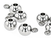 Stainless Steel appx 6mm Round Large Hole Bead Bail appx 10 Pieces Total