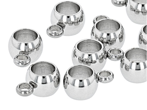 Stainless Steel appx 6mm Round Large Hole Bead Bail appx 10 Pieces Total