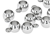 Stainless Steel appx 6mm Round Large Hole Bead Bail appx 10 Pieces Total