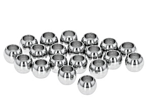 Stainless Steel appx 5mm Round Large Hole Spacer Beads 20 Pieces Total