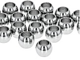Stainless Steel appx 5mm Round Large Hole Spacer Beads 20 Pieces Total