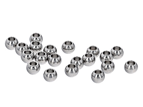 Stainless Steel Appx 3mm Round Large Hole Spacer Beads 20 Pieces Total