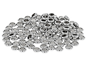 Stainless Steel Flat Round Large Hole Spacer Beads appx 100 Pieces Total