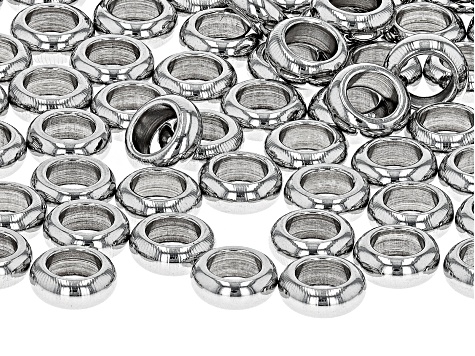 Stainless Steel Flat Round Large Hole Spacer Beads Appx 100 Pieces Total