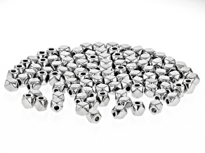 Faceted Cube Metal Spacer Bead Kit in Silver Tone appx 3mm Contains appx 100 Pieces Total