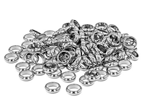 Stainless Steel Flat Round Large Hole Spacer Beads appx 100 Pieces ...