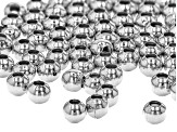 Metal Round Smooth Spacer Bead Kit in Silver Tone appx 3mm Contains appx 100 Pieces Total