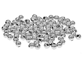 Metal Round Smooth Spacer Bead Kit in Silver Tone appx 4mm Contains appx 100 Pieces Total