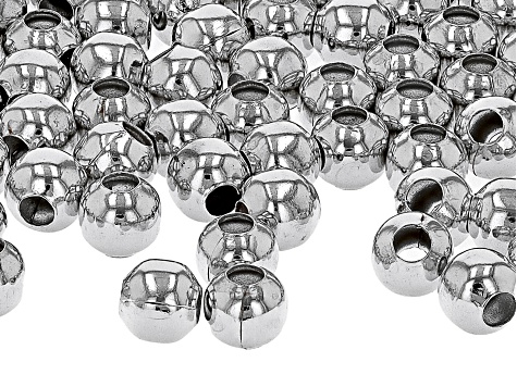 Metal Round Smooth Spacer Bead Kit in Silver Tone appx 6mm Contains appx 100 Pieces Total