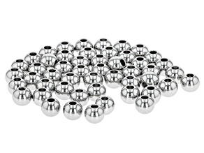 Stainless Steel appx 6mm Round Large Hole Spacer Beads 100 Pieces Total