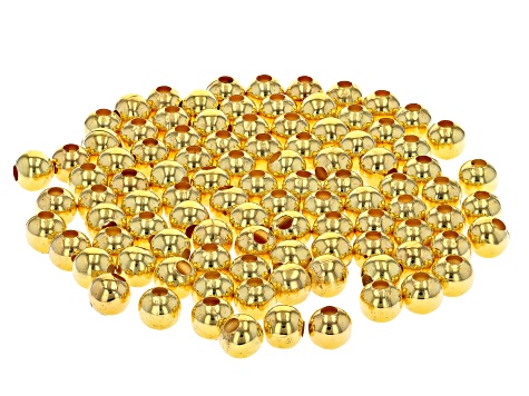 Metal Round Smooth Spacer Bead Kit in Gold Tone appx 8mm Contains appx 100 Pieces Total