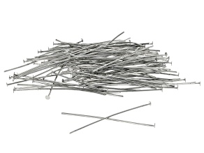 Flat Headpins in Silver Tone appx 50mm and appx 100 Pieces Total