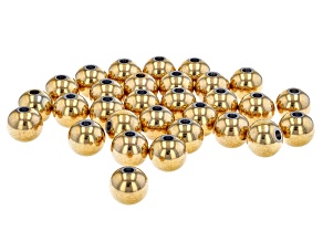 18k Gold Over Stainless Steel appx 10mm Round Beads appx 30 Pieces Total