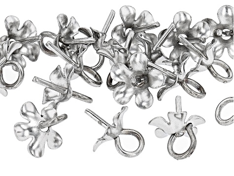 Stainless Steel Flower Design Cup appx 6mm with Peg Findings appx 20 Pieces in Total