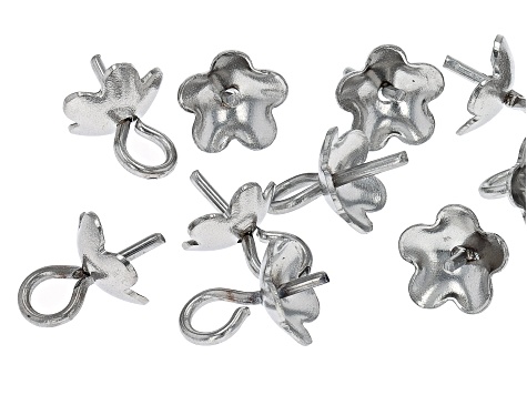 Stainless Steel Flower Design Cup appx 6mm with Peg Findings appx 20 Pieces in Total