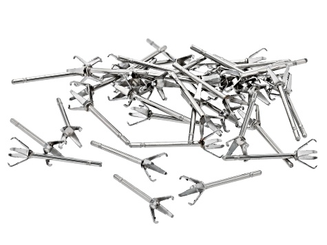 Stainless Steel appx 3.5-4mm Snap-In 4 Prong Earring Settings Set of 40
