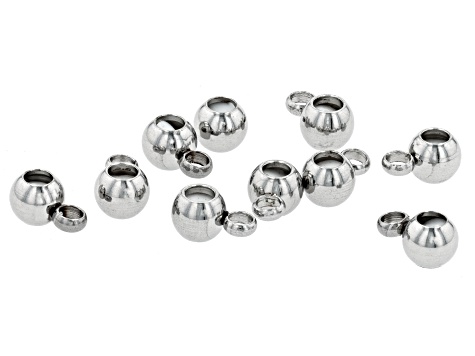 Stainless Steel Silicone Slider Bead with appx 1mm Jump Ring Set of 10