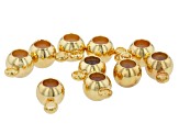 18k Gold over Stainless Steel Silicone Slider Bead with appx 2mm Jump Ring Set of 10