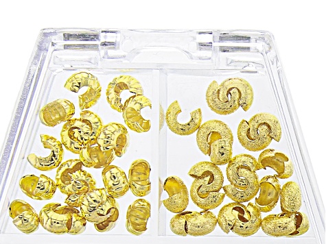 Crimp Covers, Assorted, Gold Tone, Appx 80 Pieces