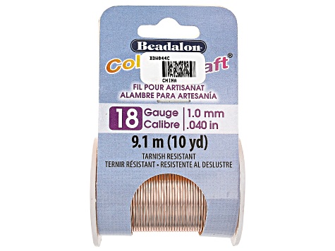 ColourCraft Round Wire in Rose Gold Tone 18 Gauge Appx 1mm in Diameter Appx 10 Yards Total