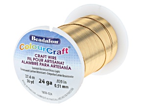 ColourCraft Round Wire in Light Brass Gold Tone 24G Appx 0.5mm Diameter Appx 30 Yards Total