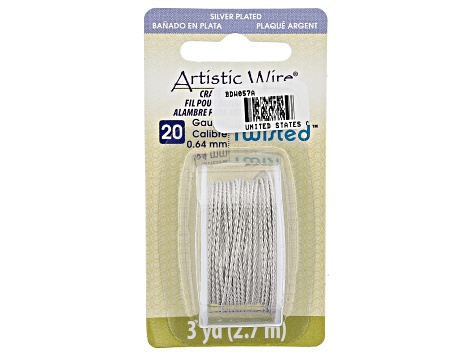 Twisted Artistic Wire in Tarnish Resistant Silver Tone 20 Gauge Appx 0.8mm in Diameter Appx 3 Yards