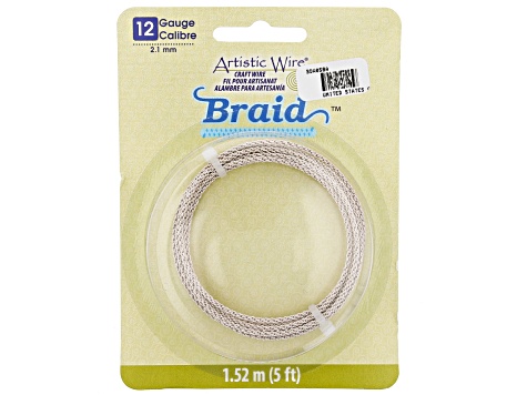 Artistic Wire Round Braid in Silver Tone 12 Gauge Appx 2mm in Diameter Appx 5' Total