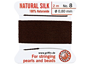 Griffin Silk Thread Size 08 (.70 mm, .028 in) in Brown with needle, 2 m (6.5 ft)