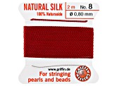 Griffin Silk Thread Size 08 (.70 mm, .028 in) in Garnet Color with needle, 2 m (6.5 ft)