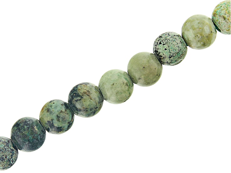 Turquoise Simulant Appx 8mm Round Large Hole Bead Strand Appx 8" Length