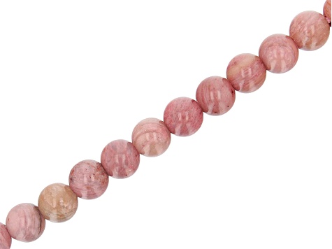 Rhodonite Simulant Appx 8mm Round Large Hole Bead Strand Appx 7-8" Length