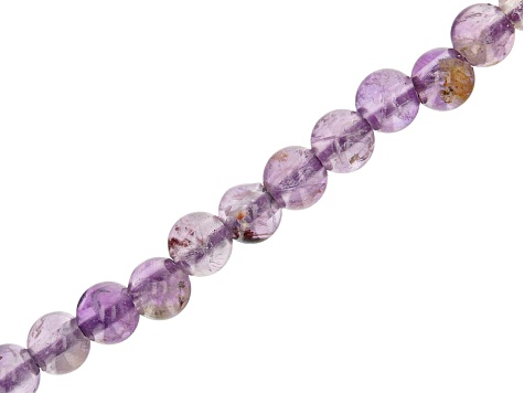 Cacoxenite in Amethyst Appx 8mm Round Large Hole Bead Strand Appx 7-8" Length