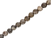 Fossil Stone Appx 8mm Round Large Hole Bead Strand Appx 7-8" Length