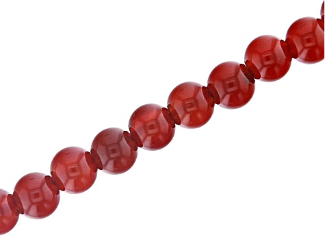 Carnelian Appx 8mm Round Large Hole Bead Strand Appx 8" Length