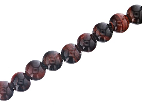 Red Tiger Eye Appx 8mm Round Large Hole Bead Strand Appx 8" Length