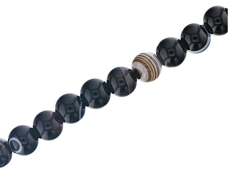 Onyx Appx 8mm Round Large Hole Bead Strand Appx 8" Length
