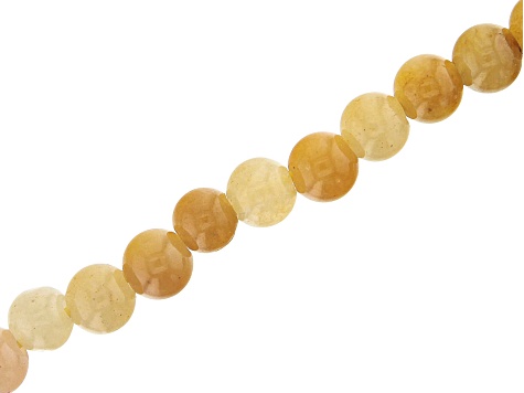 Yellow Quartzite Appx 8mm Round Large Hole Bead Strand Appx 8" Length