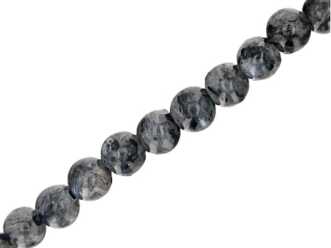 Larvikite Appx 8mm Round Large Hole Bead Strand Appx 7-8" Length