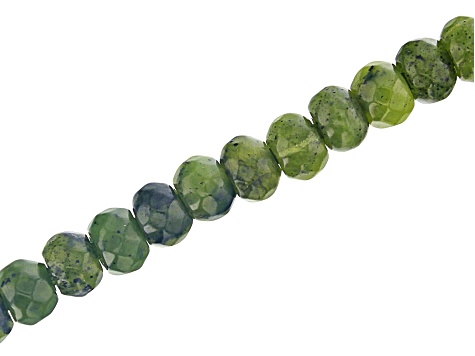 Serpentine Appx 8mm Faceted Rondelle Large Hole Bead Strand Appx 8" Length
