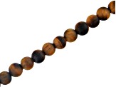 Matte Tiger Eye Appx 8mm Round Large Hole Bead Strand Appx 8" Length